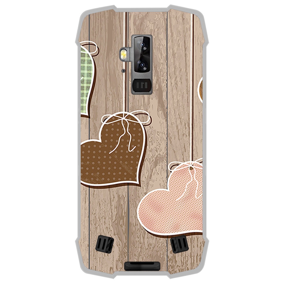 Funda Gel Tpu para Blackview BV9700 Pro diseño Corazones Madera Dibujos