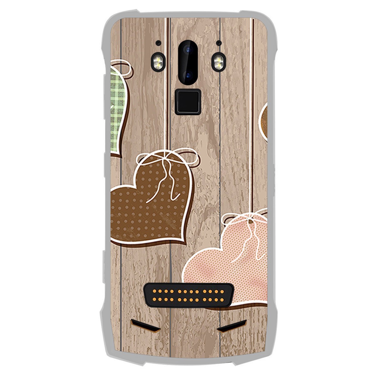 Funda Gel Tpu para Doogee S90 diseño Corazones Madera Dibujos