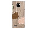 Funda Gel Tpu para Ulefone Note 7 diseño Corazones Madera Dibujos