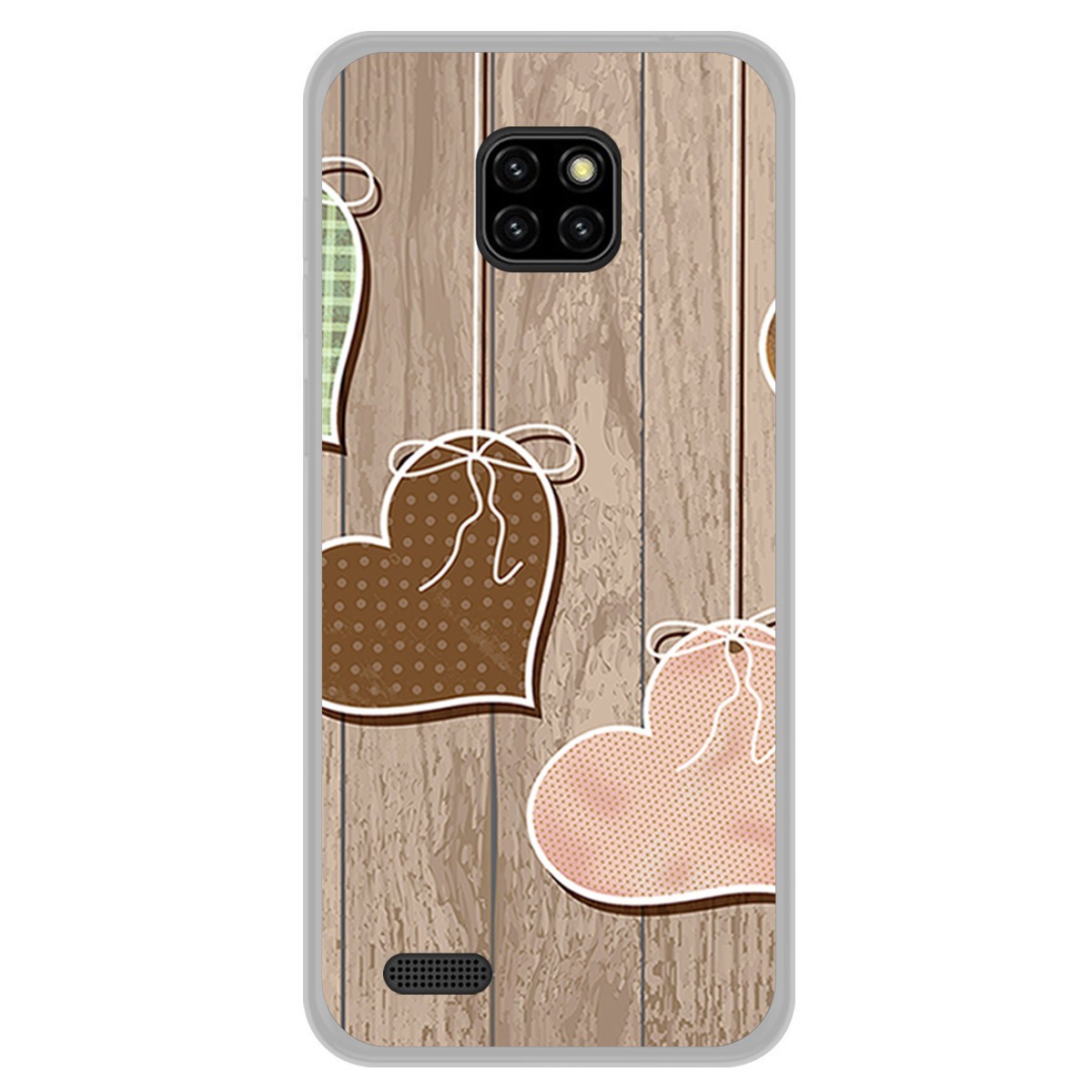 Funda Gel Tpu para Ulefone Note 7 diseño Corazones Madera Dibujos