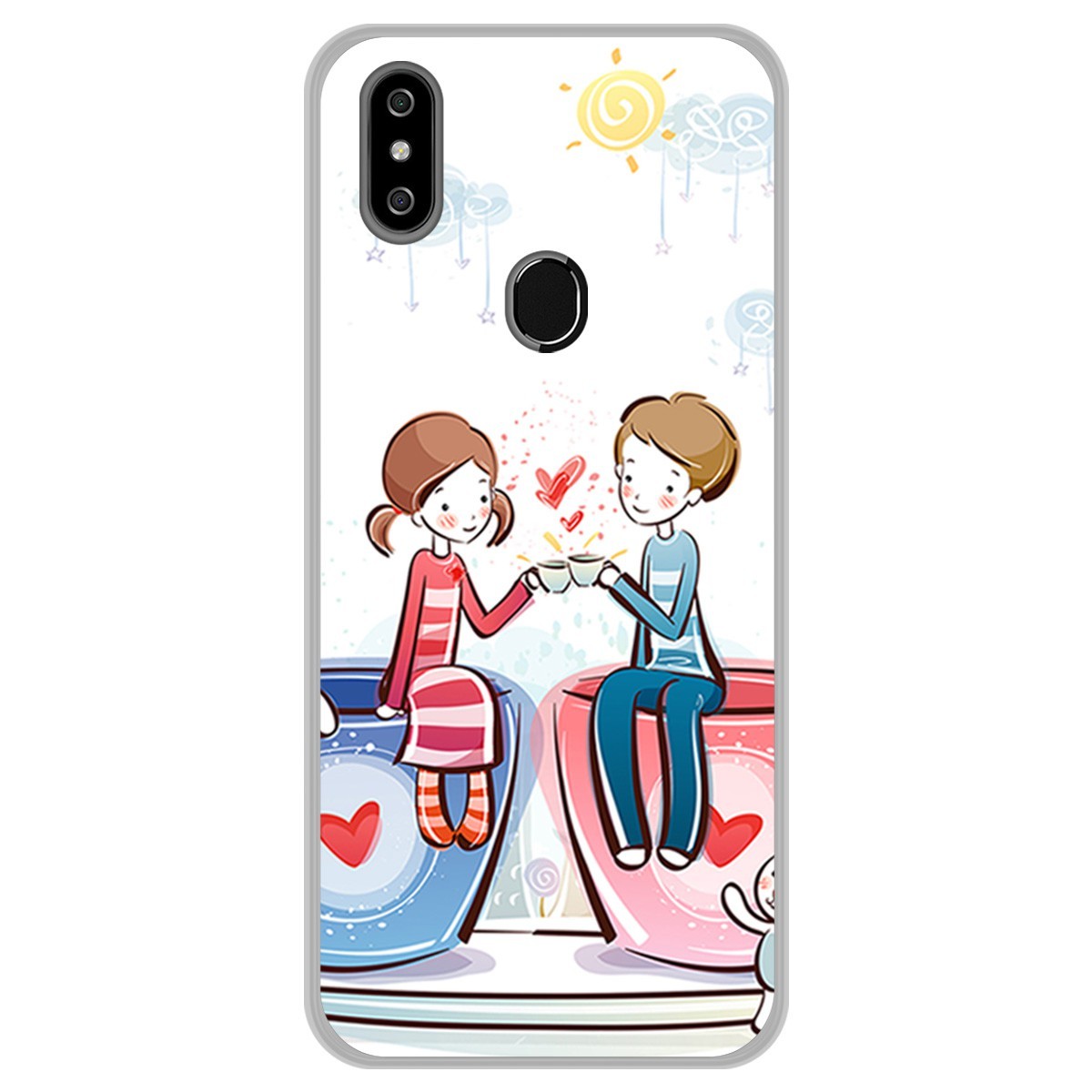 Funda Gel Tpu para Oukitel C15 Pro diseño Café Dibujos