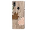 Funda Gel Tpu para Oukitel C15 Pro diseño Corazones Madera Dibujos