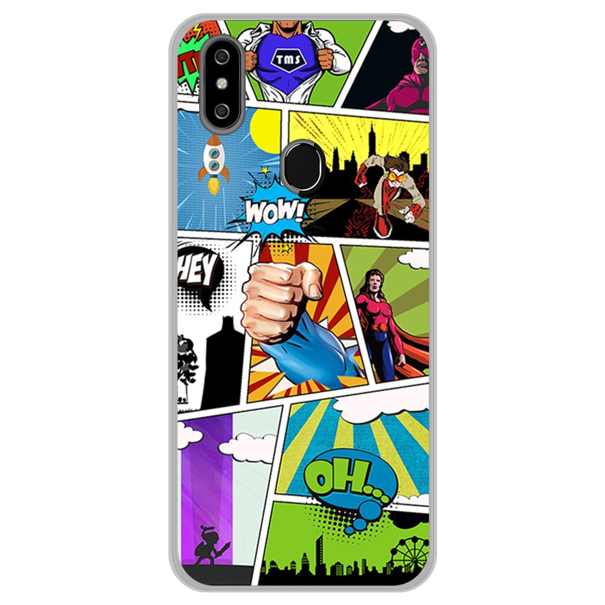 Funda Gel Tpu para Oukitel C15 Pro diseño Comic Dibujos