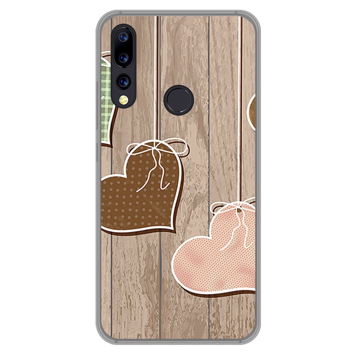 Funda Gel Tpu para Umidigi A5 Pro diseño Corazones Madera Dibujos