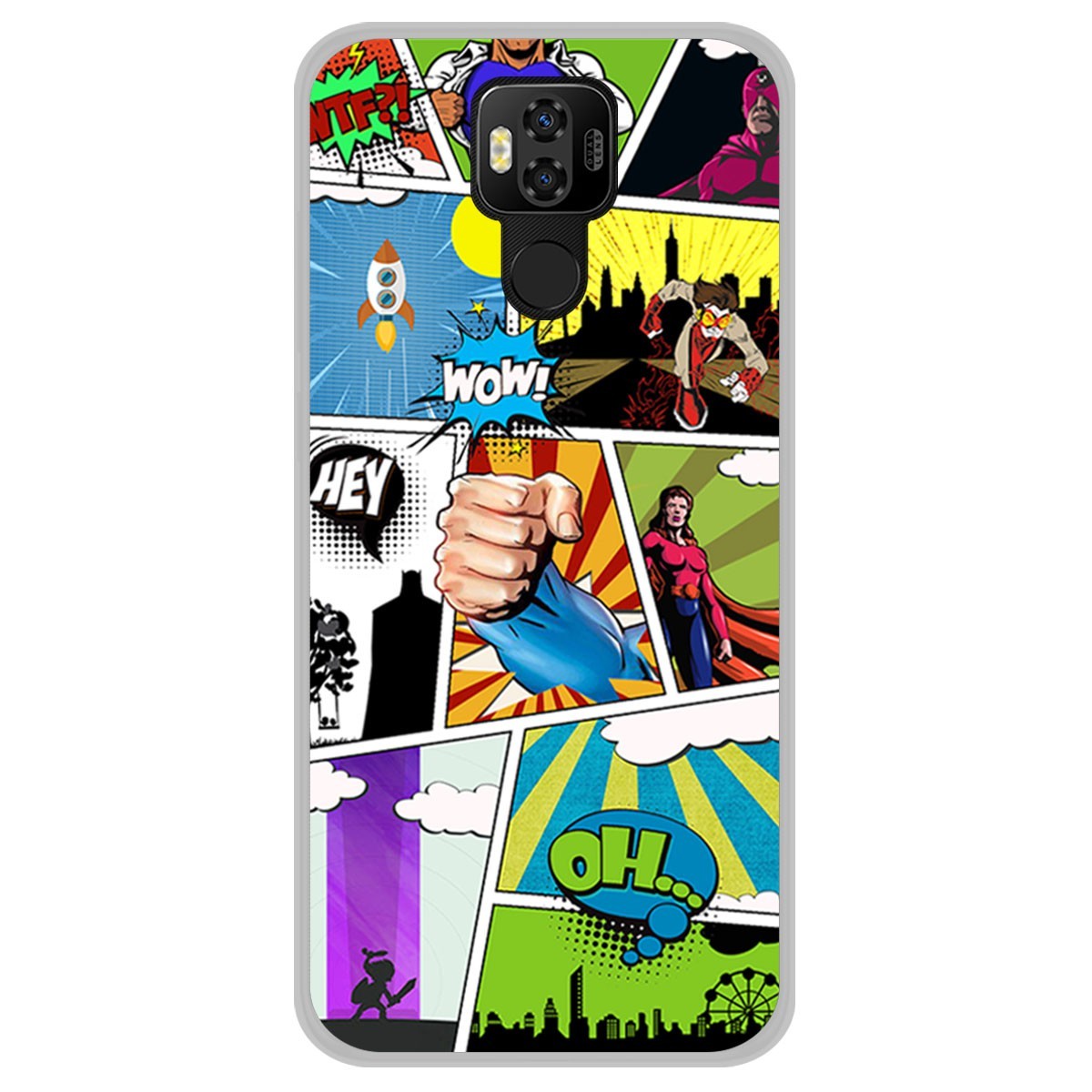 Funda Gel Tpu para Ulefone Power 6 diseño Comic Dibujos