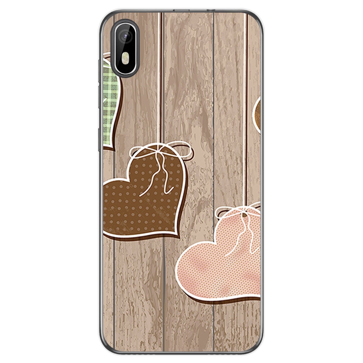 Funda Gel Tpu para Cubot J5 diseño Corazones Madera Dibujos