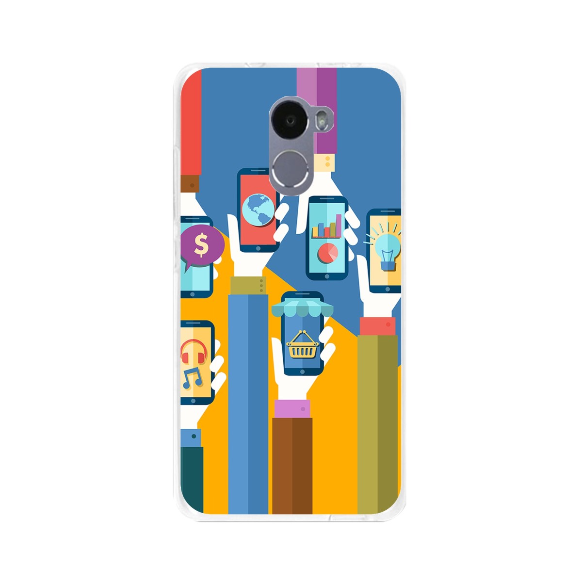 Funda Gel Tpu para Xiaomi Redmi 4 Diseño Apps Dibujos