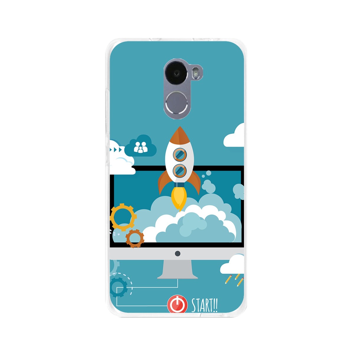 Funda Gel Tpu para Xiaomi Redmi 4 Diseño Cohete Dibujos