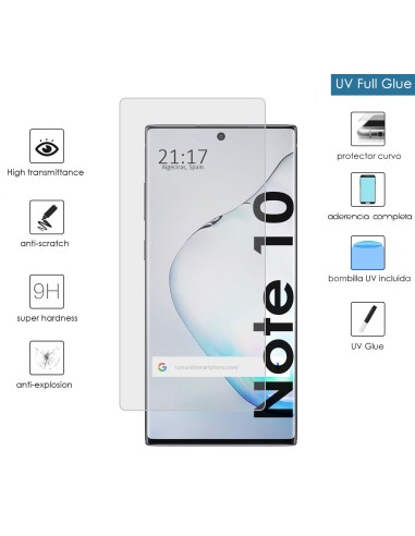Protector Cristal Templado Completo Curvo UV Full Glue para Samsung Galaxy Note10