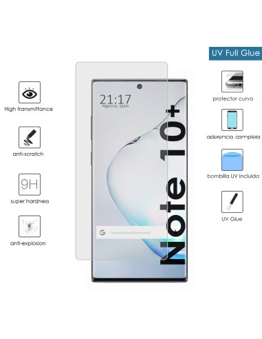 Protector Cristal Templado Completo Curvo UV Full Glue para Samsung Galaxy Note10+