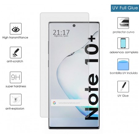 Protector Cristal Templado Completo Curvo UV Full Glue para Samsung Galaxy Note10+