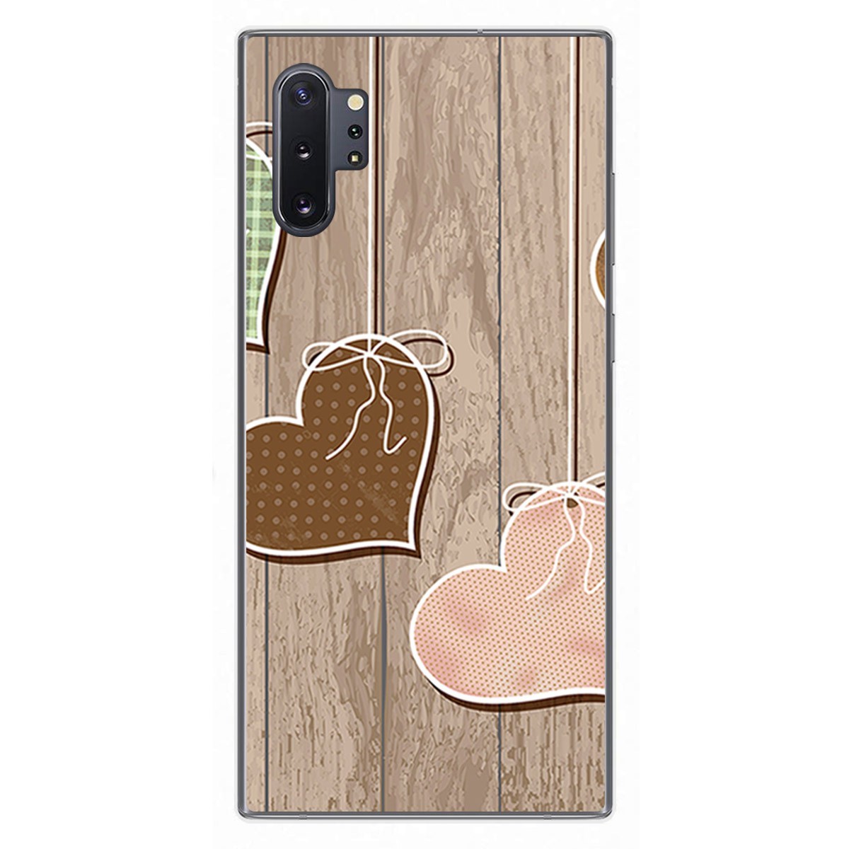 Funda Gel Tpu para Samsung Galaxy Note10+ diseño Corazones Madera Dibujos
