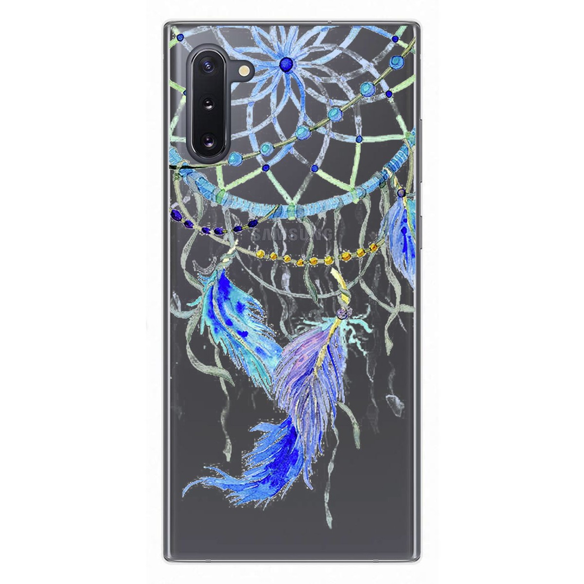 Funda Gel Transparente para Samsung Galaxy Note10 diseño Plumas Dibujos