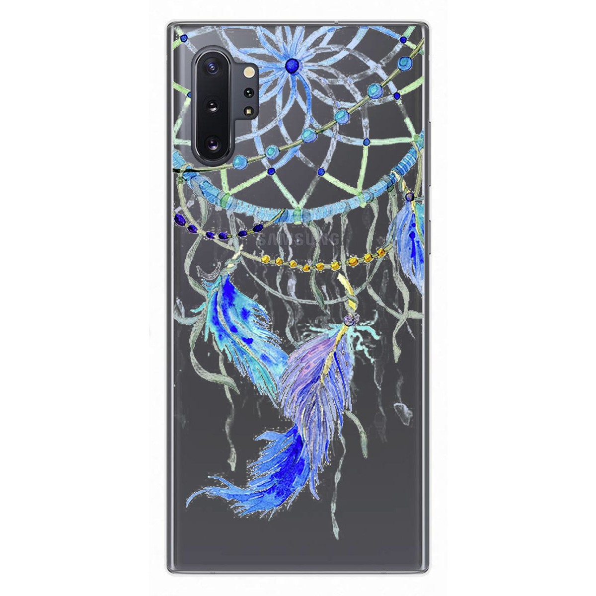 Funda Gel Transparente para Samsung Galaxy Note10+ diseño Plumas Dibujos