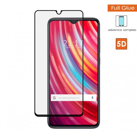 Protector Cristal Templado Completo 5D Full Glue Negro para Xiaomi Redmi Note 8 Pro Vidrio