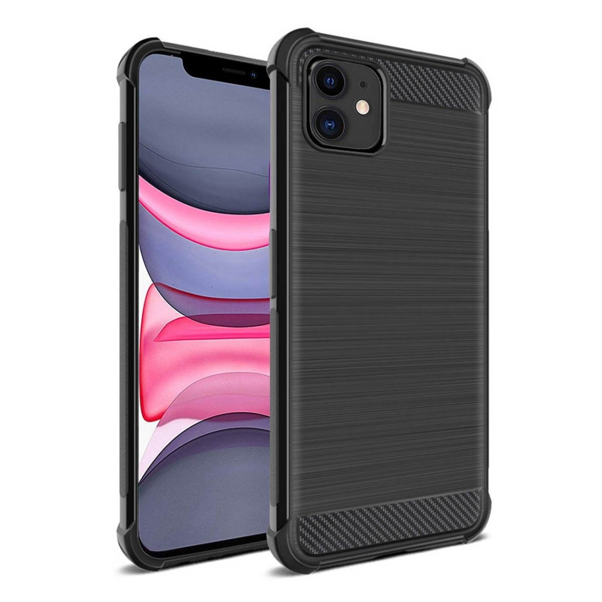 Funda Gel Tpu Anti-Shock Carbon Negra para Iphone 11 (6.1)