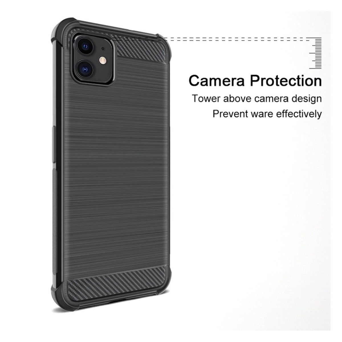Funda Gel Tpu Anti-Shock Carbon Negra para Iphone 11 (6.1)