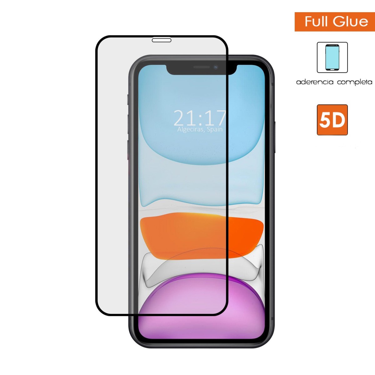 Protector Cristal Templado Completo 5D Full Glue Negro para Iphone 11 (6.1) Vidrio