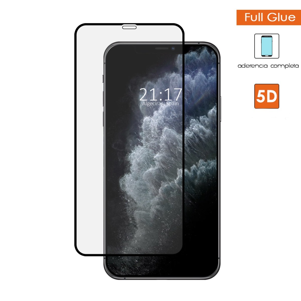 Protector Cristal Templado Completo 5D Full Glue Negro para Iphone 11 Pro (5.8) Vidrio