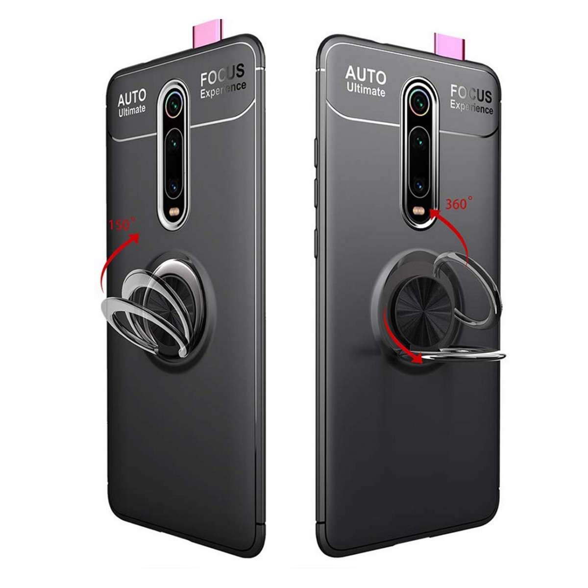Funda Magnetica Soporte con Anillo Giratorio 360 para Xiaomi Mi 9T / Mi 9T Pro Negra