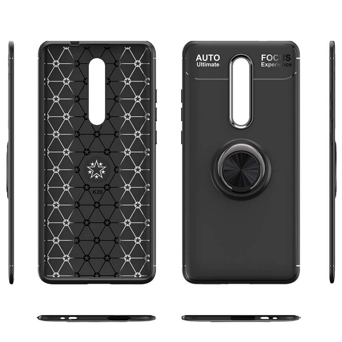Funda Magnetica Soporte con Anillo Giratorio 360 para Xiaomi Mi 9T / Mi 9T Pro Negra