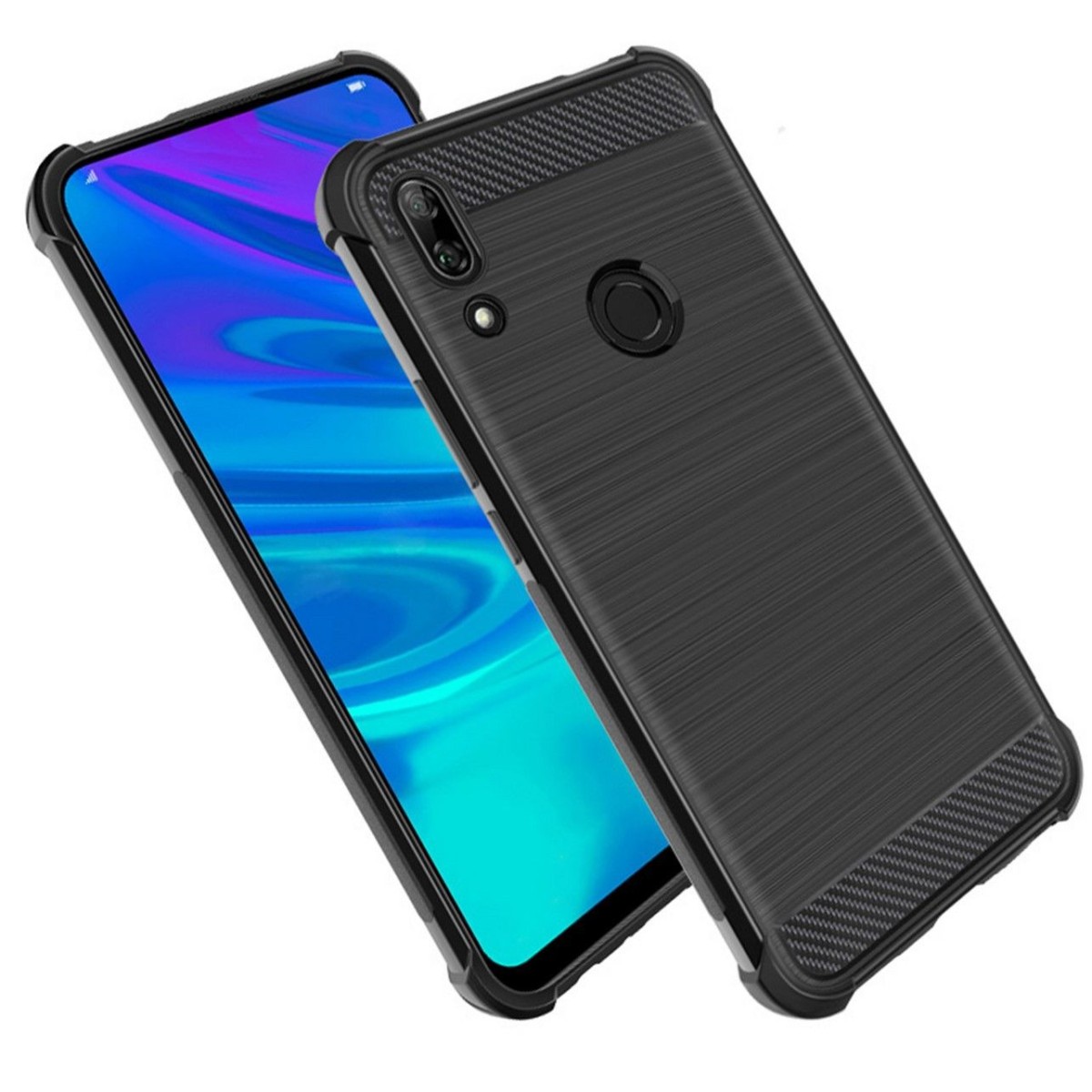Funda Gel Tpu Anti-Shock Carbon Negra para Huawei P Smart Z