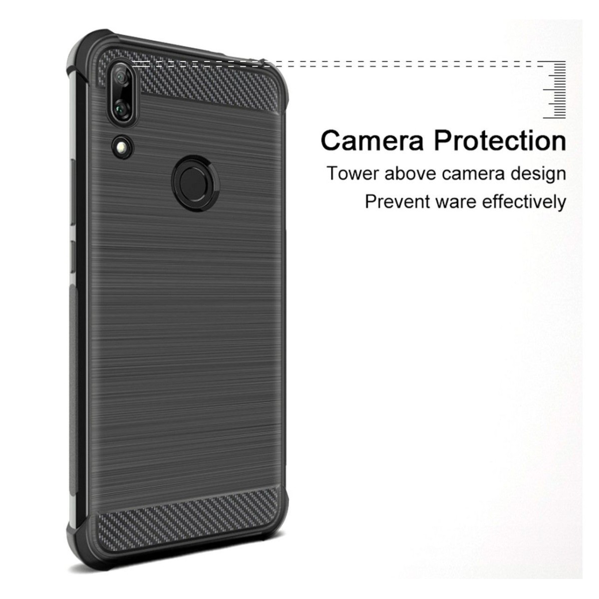 Funda Gel Tpu Anti-Shock Carbon Negra para Huawei P Smart Z
