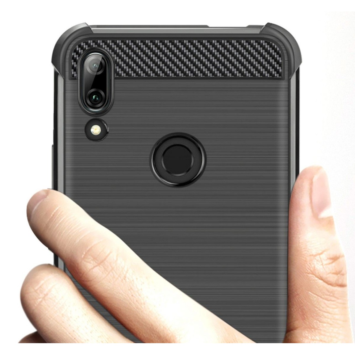 Funda Gel Tpu Anti-Shock Carbon Negra para Huawei P Smart Z