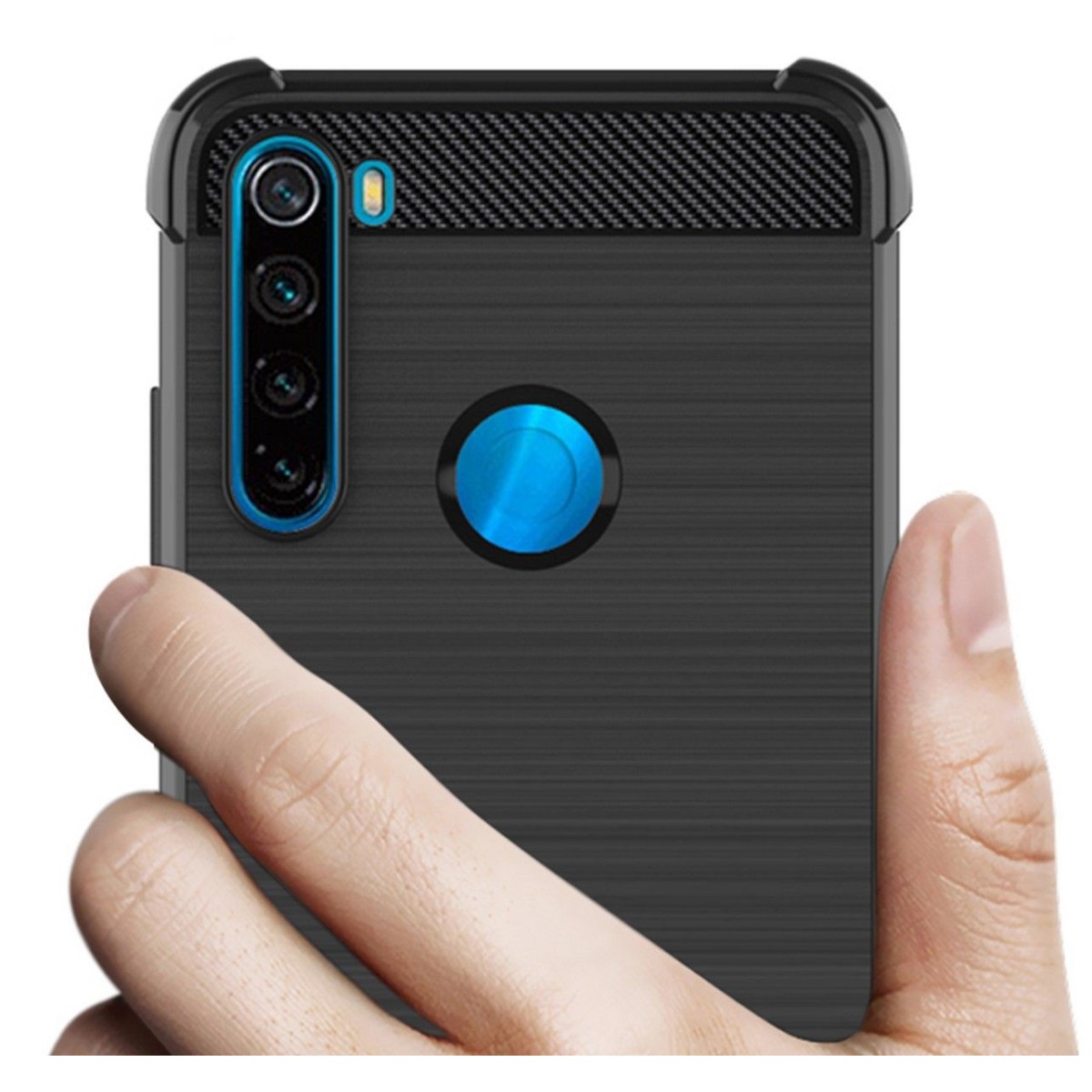 Funda Gel Tpu Anti-Shock Carbon Negra para Xiaomi Redmi Note 8T