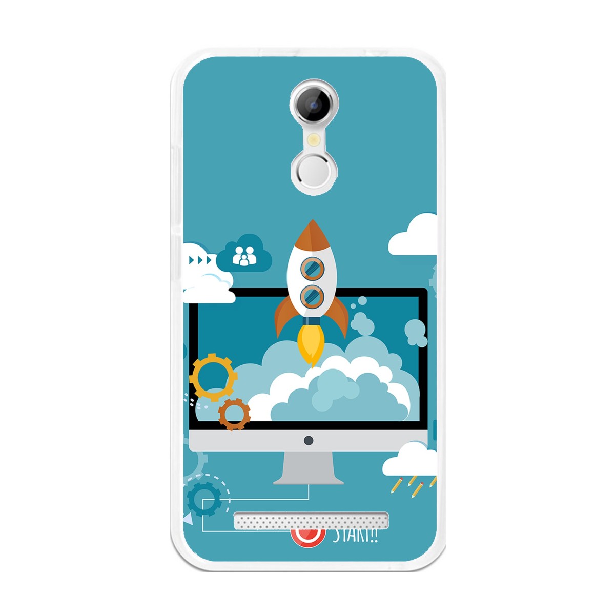 Funda Gel Tpu para Homtom H17 / H17 Pro Diseño Cohete Dibujos