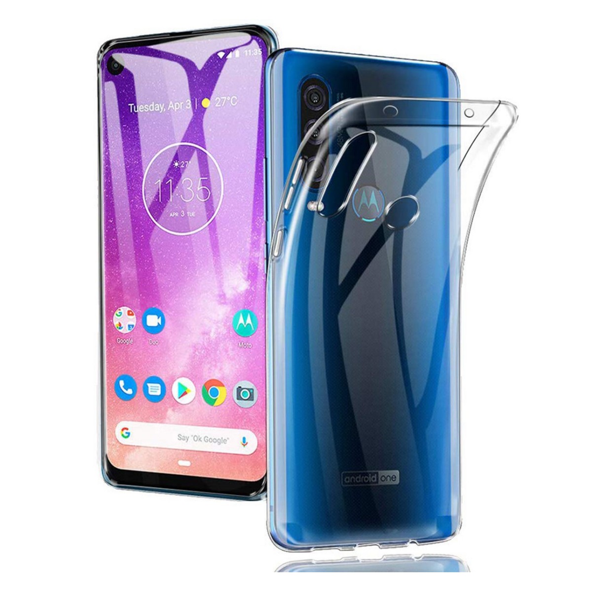 Funda Gel Tpu Fina Ultra-Thin 0,5mm Transparente para Motorola One Action