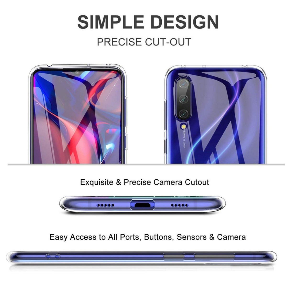 Funda Gel Tpu Fina Ultra-Thin 0,5mm Transparente para Xiaomi Mi 9 Lite