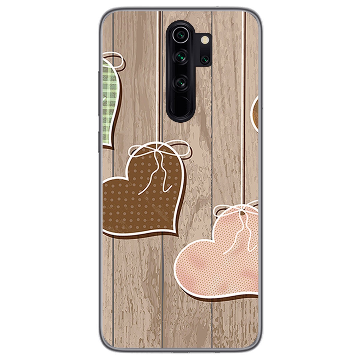 Funda Gel Tpu para Xiaomi Redmi Note 8 Pro diseño Corazones Madera Dibujos