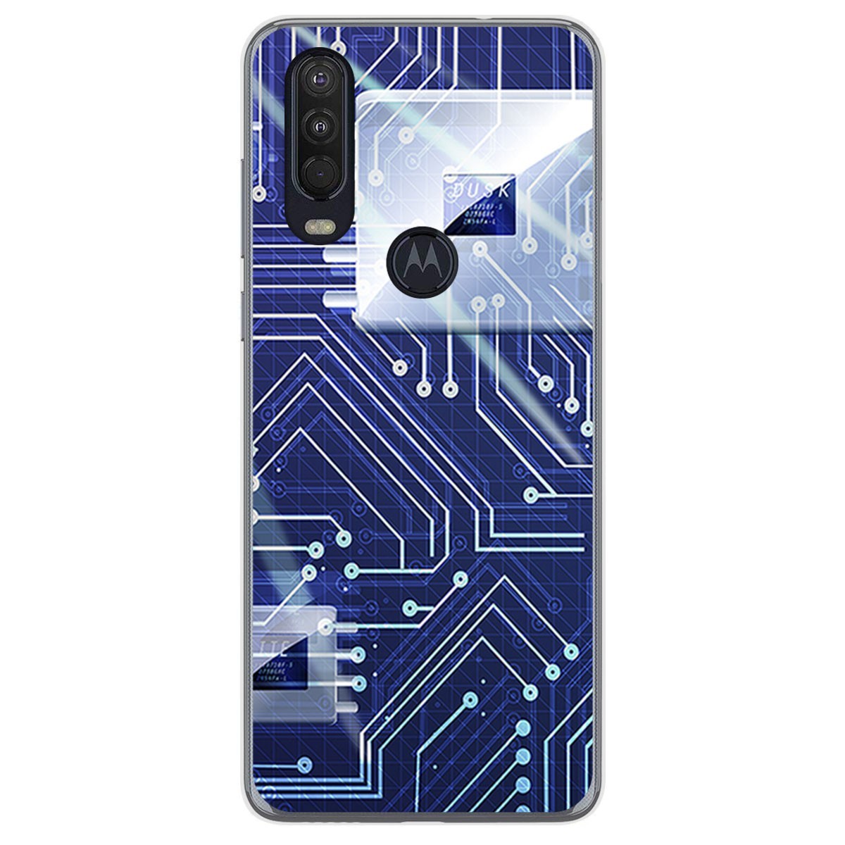 Funda Gel Tpu para Motorola One Action diseño Circuito Dibujos