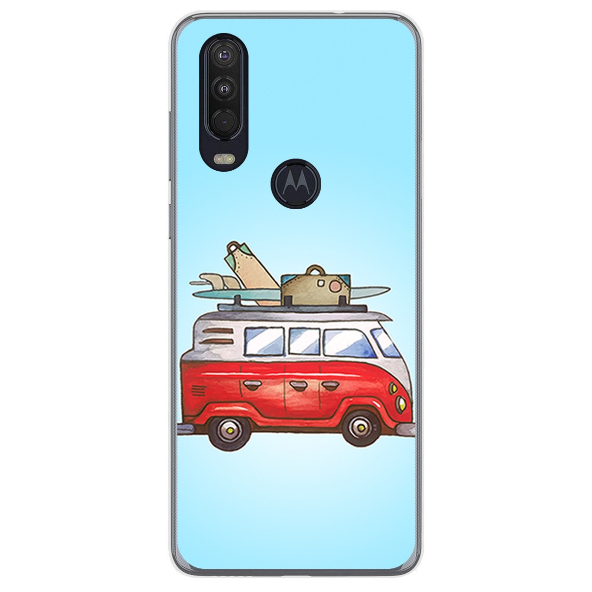 Funda Gel Tpu para Motorola One Action diseño Furgoneta Dibujos