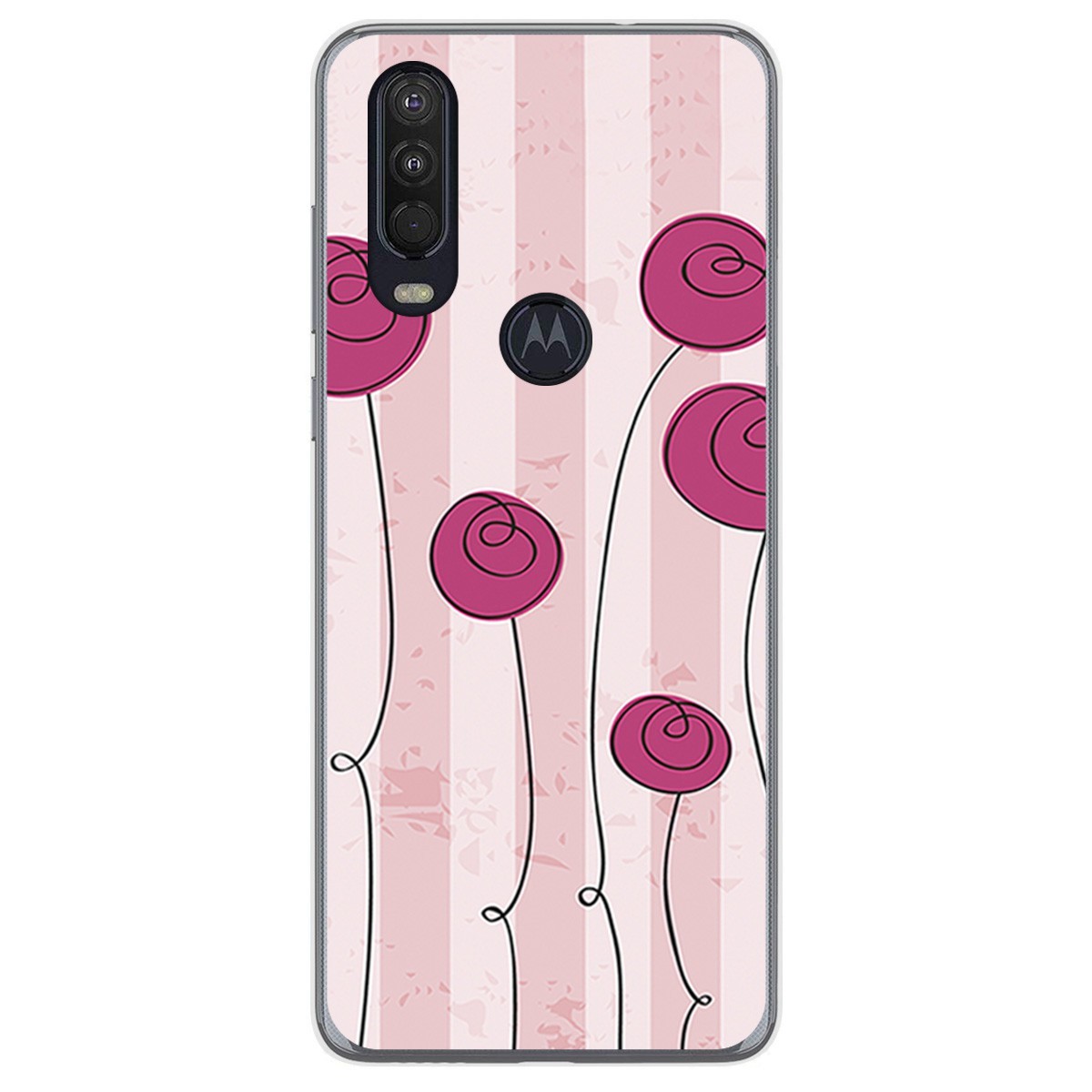 Funda Gel Tpu para Motorola One Action diseño Flores Vintage Dibujos