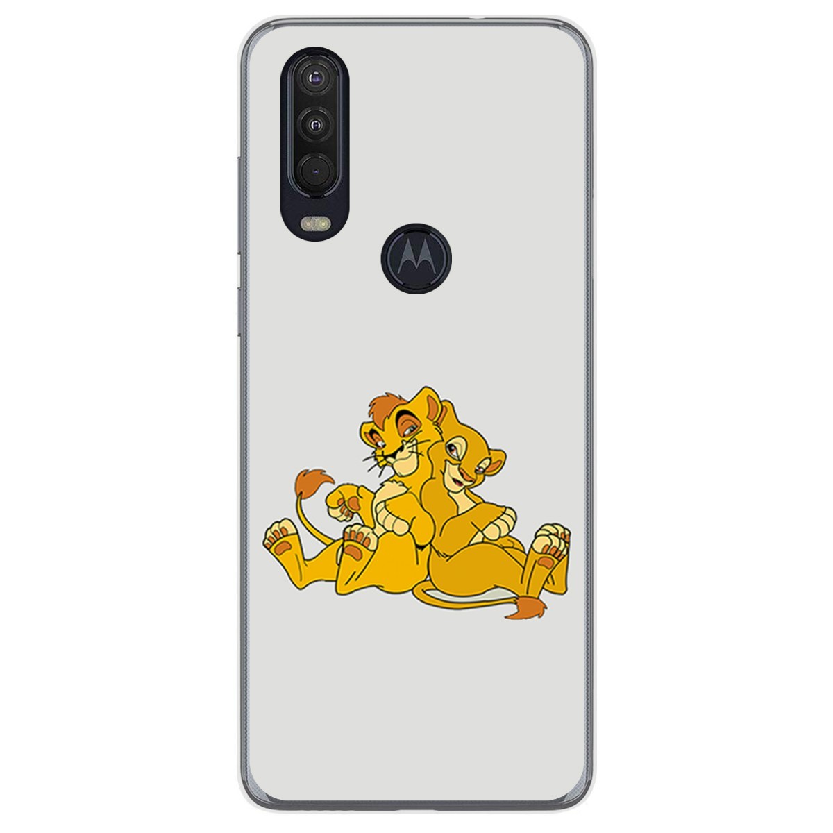 Funda Gel Tpu para Motorola One Action diseño Leones Dibujos