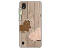 Funda Gel Tpu para Zte Blade A5 2019 diseño Corazones Madera Dibujos