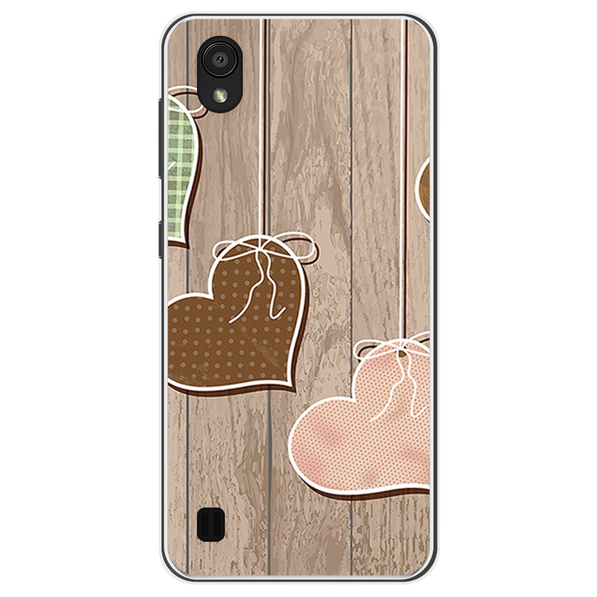 Funda Gel Tpu para Zte Blade A5 2019 diseño Corazones Madera Dibujos