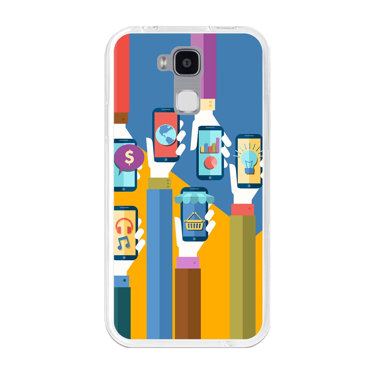 Funda Gel Tpu para Doogee Y6 / Y6C Diseño Apps Dibujos