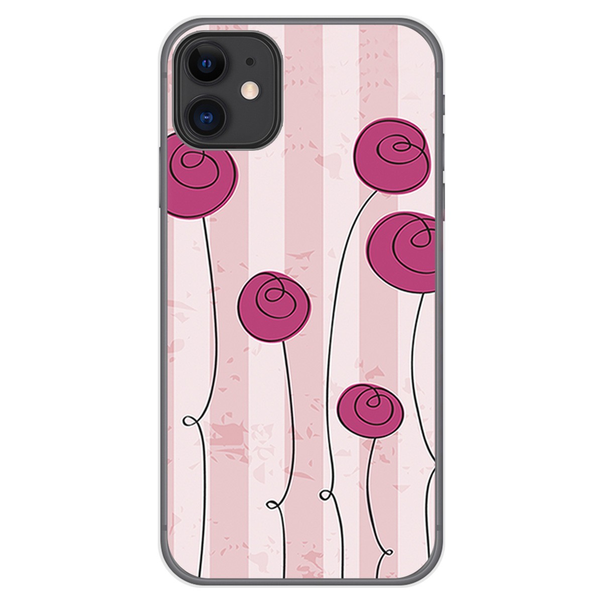 Funda Gel Tpu para Iphone 11 (6.1) diseño Flores Vintage Dibujos