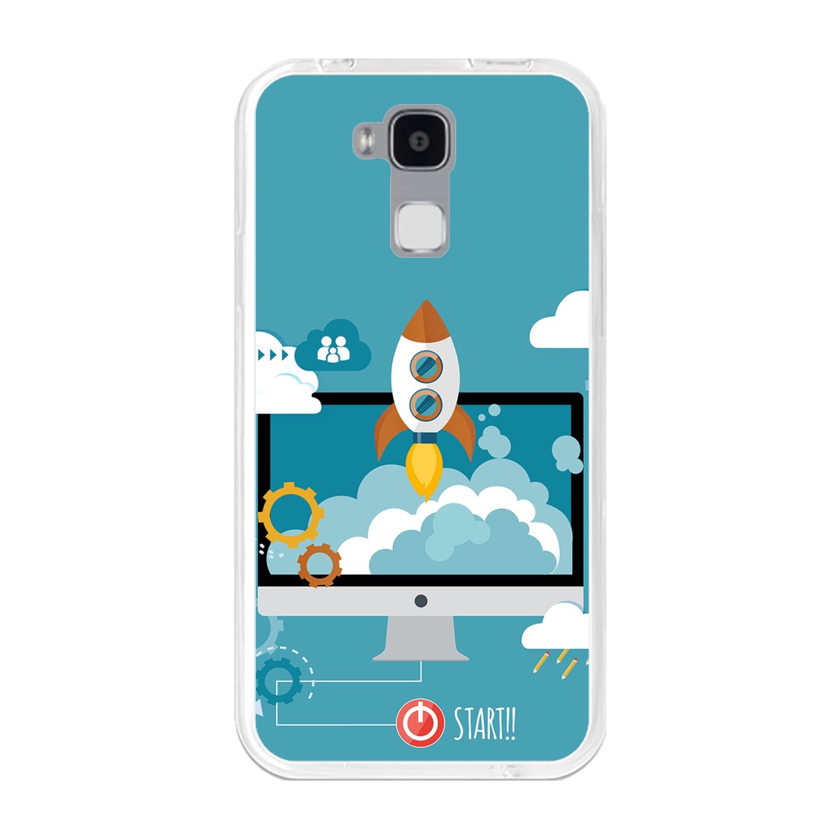 Funda Gel Tpu para Doogee Y6 / Y6C Diseño Cohete Dibujos