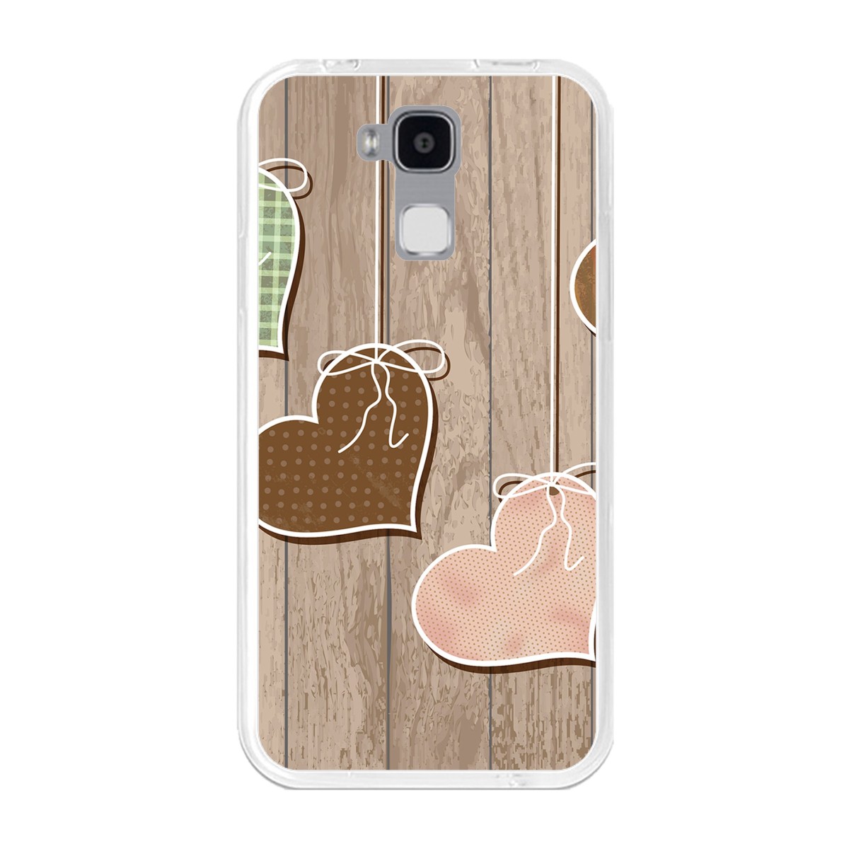 Funda Gel Tpu para Doogee Y6 / Y6C Diseño Corazones Madera Dibujos