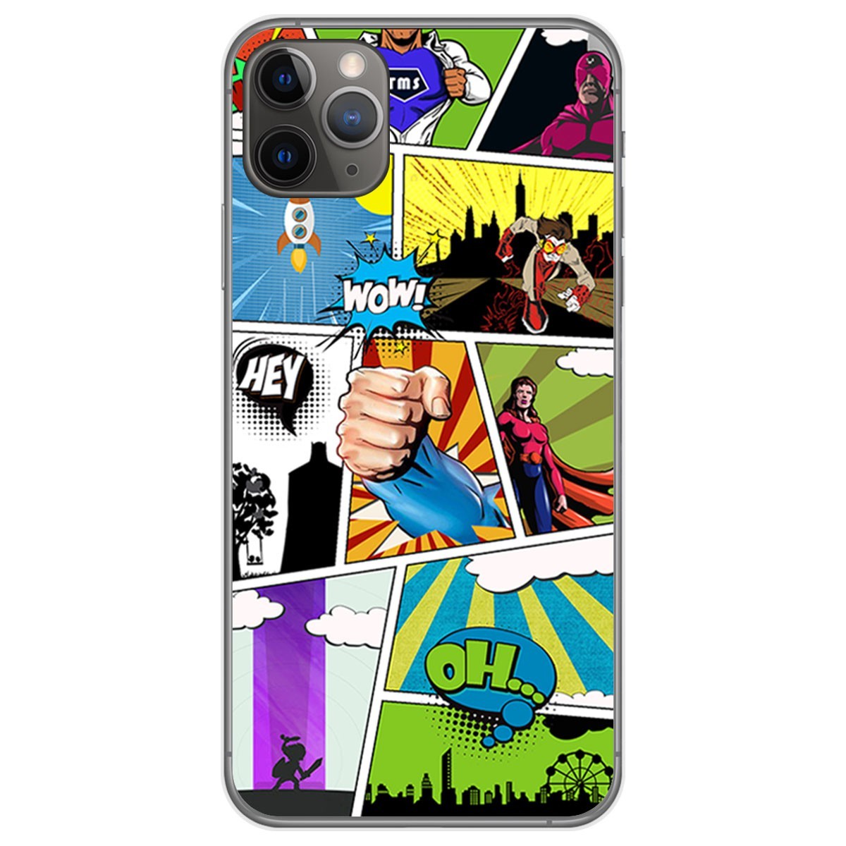 Funda Gel Tpu para Iphone 11 Pro Max (6.5) diseño Comic Dibujos