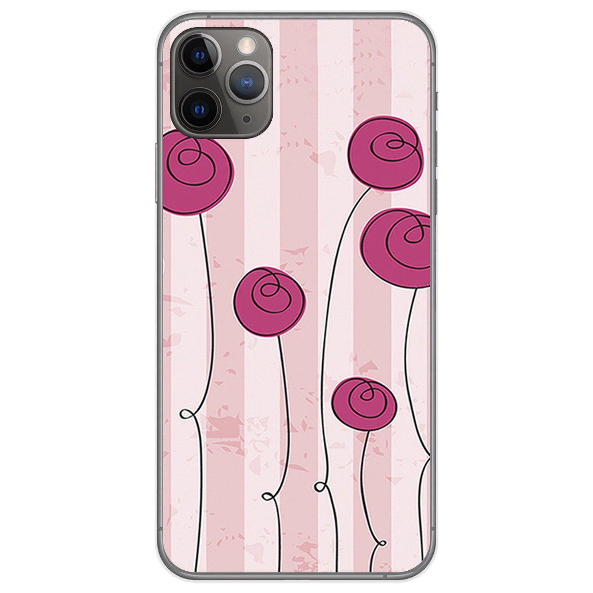 Funda Gel Tpu para Iphone 11 Pro Max (6.5) diseño Flores Vintage Dibujos