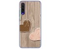 Funda Gel Tpu para Xiaomi Mi 9 Lite diseño Corazones Madera Dibujos