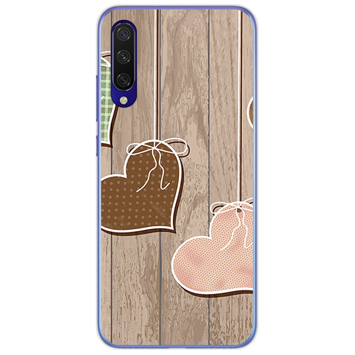 Funda Gel Tpu para Xiaomi Mi 9 Lite diseño Corazones Madera Dibujos