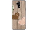 Funda Gel Tpu para Leagoo M13 diseño Corazones Madera Dibujos