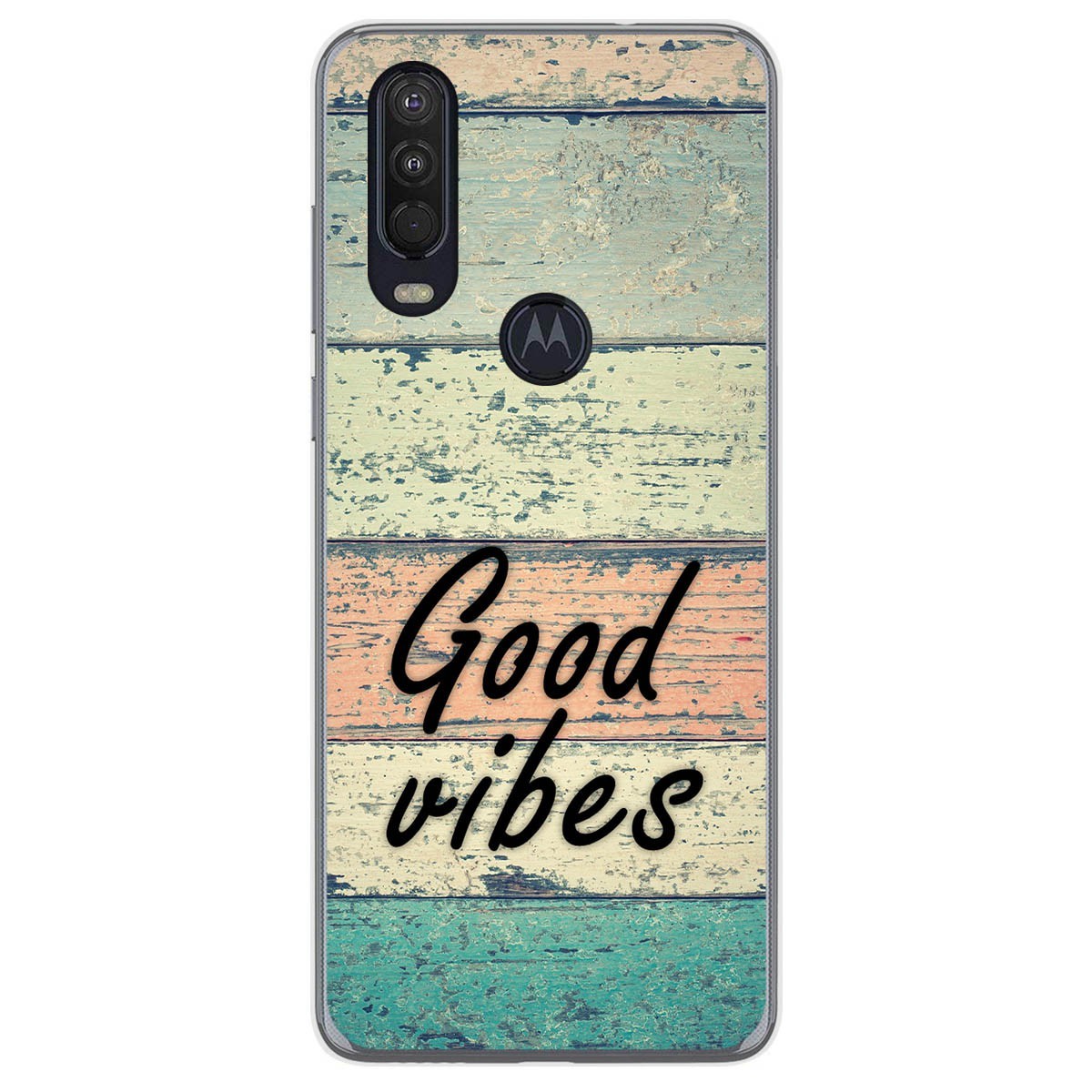 Funda Gel Tpu para Motorola One Action diseño Madera 01 Dibujos