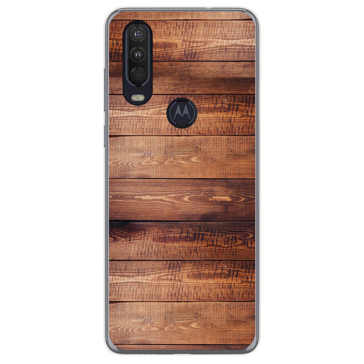 Funda Gel Tpu para Motorola One Action diseño Madera 02 Dibujos